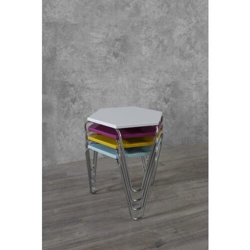 Modern 4 Pcs Pyramid Zigon Coffee Table-White-Yellow-Blue-Fuchsia (Color Set) coffee tables table basse furniture living room table