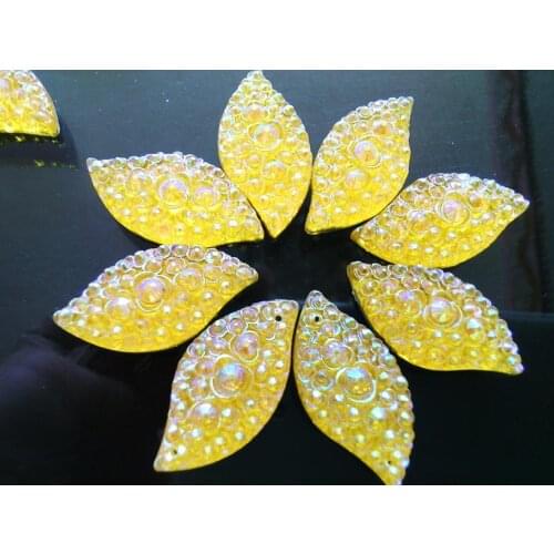Yellow AB colour Navette shape 15*30mm flatback crystal sew on rhinestones gem stones strass hand sewing for dress 30pcs/lot