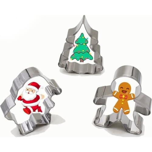 SYLPHY 3pcs/set Christmas Cookies Cutter Molds Stainless Steel Tree Snowman Biscuit Mold DIY Fondant Cake Decorating Baking Tool
