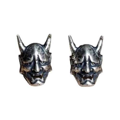 Vintage Ghost Skull Stud Earrings Motorcycle Party Punk Earrings Biker Men Jewelry Ox Horn Mask Earrings Jewelry Accessories