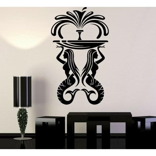 Water Fountain Wall Stickers Marine Siren Mermaid Bathroom Vinyl Wall Decal For Living Room Vintage Office Home Decoration W647