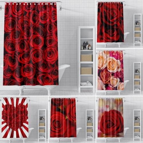 Red Rose Shower Curtain Flower Bathroom Curtain waterproof fabric shower curtain for Bathroom Home Decor