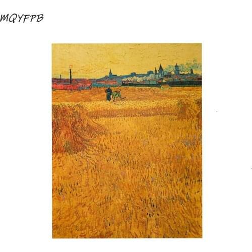 Van Goghs Famous Paintings From The Wheat Field To Arles Kraft Paper Poster Wall Sticker Home Decoration Painting 35x46cm