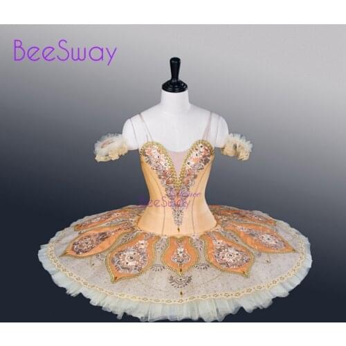 Gold ballet costumes Orange Professional Ballet Tutu Peach Competition Performance classical ballet Tutus