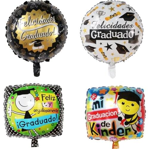 10Pcs 18inch Graduation Foil Balloons Round Helium Globals Graduate Party Decor Spanish Graduation Decoration Kids Supplies
