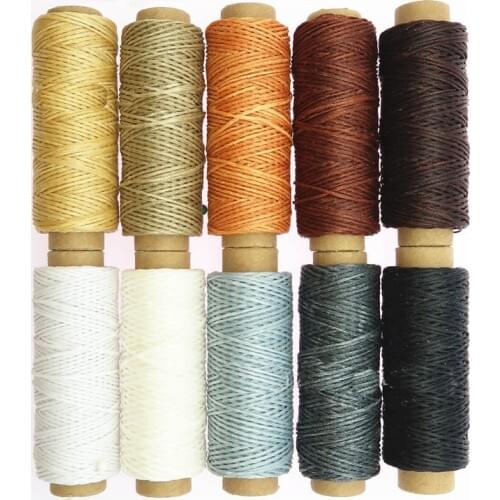 10pcs/set 50m 150D Handmade Flat Sew Wax Line DIY Leather Sewing Fiber Thread Handmade Stitching DIY For Leather sewing tools