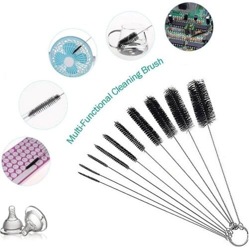 10pcs Set Cleaning BrushMulti-Functional Stainless Steel Feeding Baby Bottle Suction Tube Glass Tube Spiral Hair Straw Brush