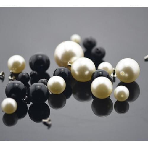100 Pcs 6-16mm Pearl Rivets Craft Cap Pearl Button White/Black Pearl for Wedding dress jewelry Clothing DIY accessories