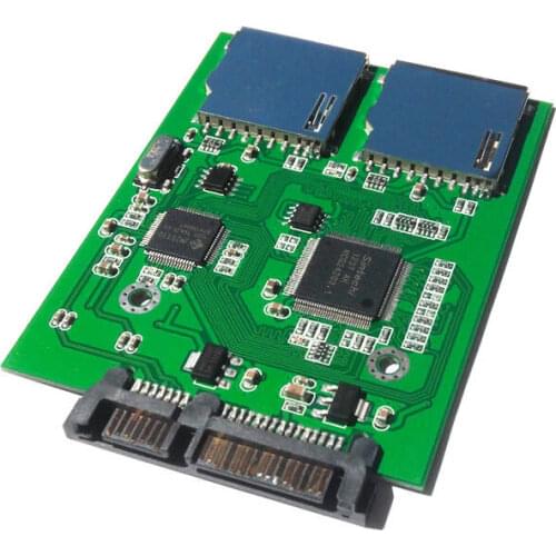 2 Port Dual SD SDHC MMC Memory Card to 7+15P SATA Serial ATA Converter Adapter