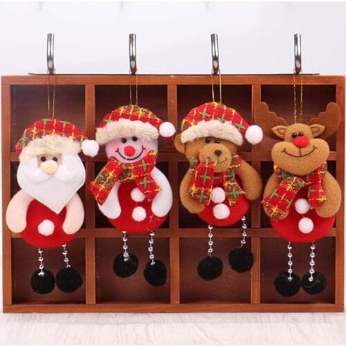 2PCs Christmas Tree Hanging Pendants Ornaments Gift for Kids Christmas New Year Home Decoration Santa Claus Snowman Toy Doll