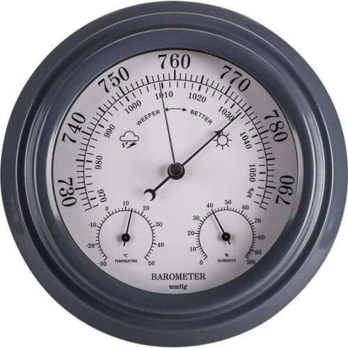 3 in 1 Aneroid 8" Acrylic Black Finish Traditional Barometer with Temperature and Hygrometer Humidity (White Dial) b2802