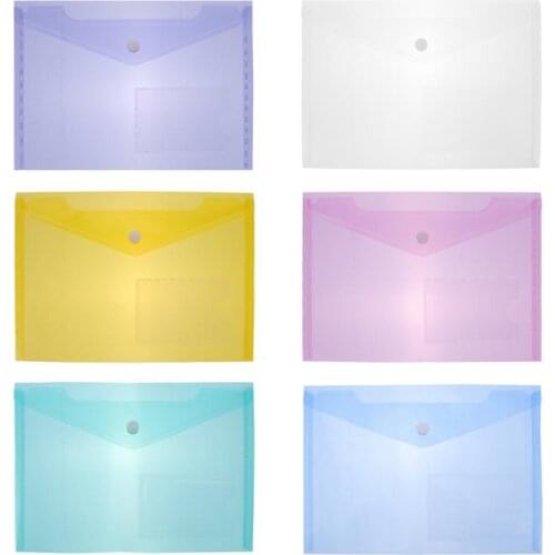 30Pcs File Pouch Plastic Document Storage Organizer For Office With Card Pocket A5 Button Information Portfolio