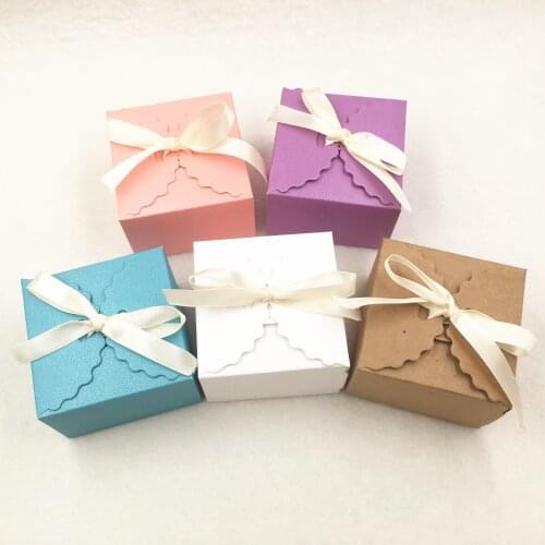60pcs Color Small Bakery Cookie Cake Pies Boxes with Ribbon Package Decorative Box for Food Gifts Mini Box
