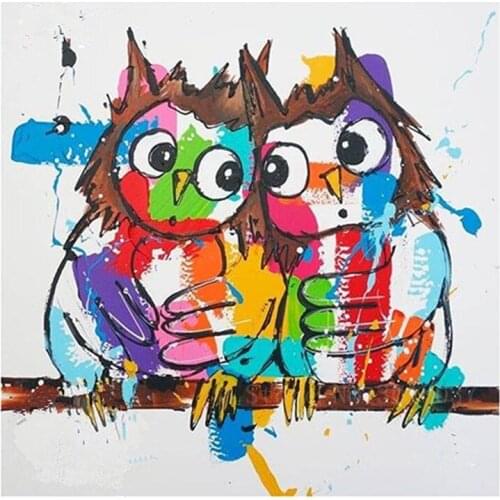 Diamond Mosaic Diy 5D Diamond Embroidery Snuggle Owl Couple Diamond Painting Cross Stitch Floral Rhinestone Decoration Stickers