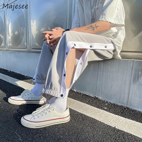 Side Buttons Men Pants Summer Plus Size S-3XL Fashion Patchwork High Street Causal Harem Trousers Male Teen Boys Chic Designed