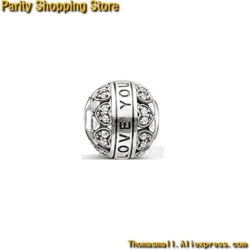 ThomasET1302 1.0cm - "I LOVE YOU" Bead New Ts Charm Gift Jewelry 925 Sterling silver fashion accessories