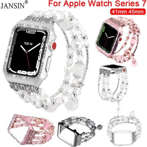 Diamond Case+Elastic Stretch Bracelet For Apple Watch band 42mm 38mm Women Jewelry Strap For Apple Watch Band 40mm 44mm Luxury