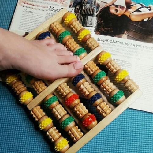 Wooden Foot Massage device Six rows foot massage Foot Roller Massager Reflexology Acupressure Reflexology Stress Roller