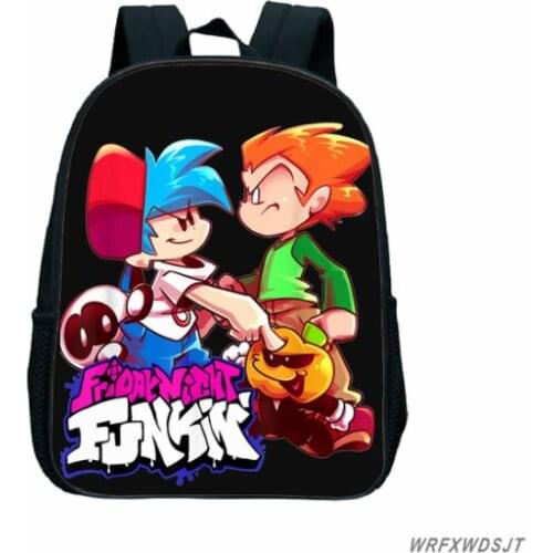 Friday Night Funkin print Kids Backpack Kids School Bags for Gilrs Plecak 12inch Children Bags for Boys Baby Mochilas Escolares