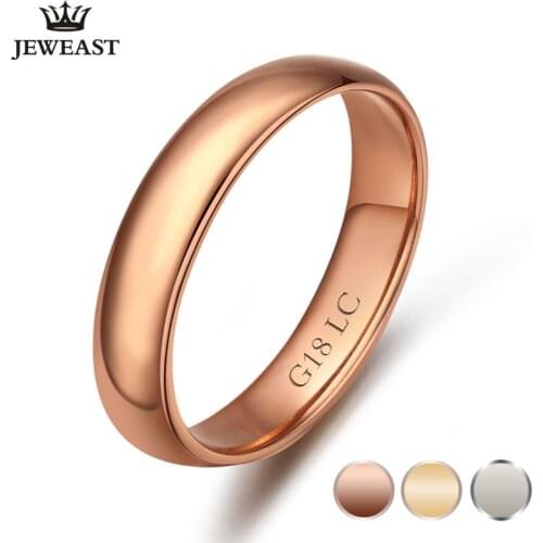 Wedding Rings 18K Rose Gold Ring Au750 Solid Gold Engagement For Lovers Classic Simple Romantic Woman Girl Man Ring