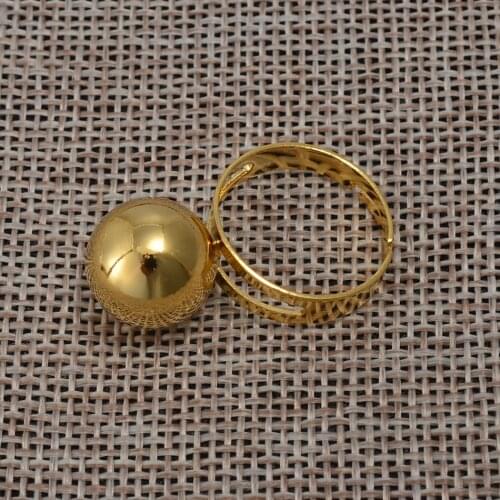 Anniyo Bead Ring Free Size for Women Girls Gold Color Beads Ball Rings Resizable Jewelry Wedding Party Gifts #156106