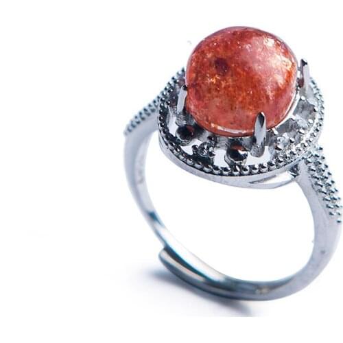 Genuine Natural Lepidocrocite Quartz Crystal Super Seven Party Rings Woman Wedding Love Fashion Ring Adjustable Size