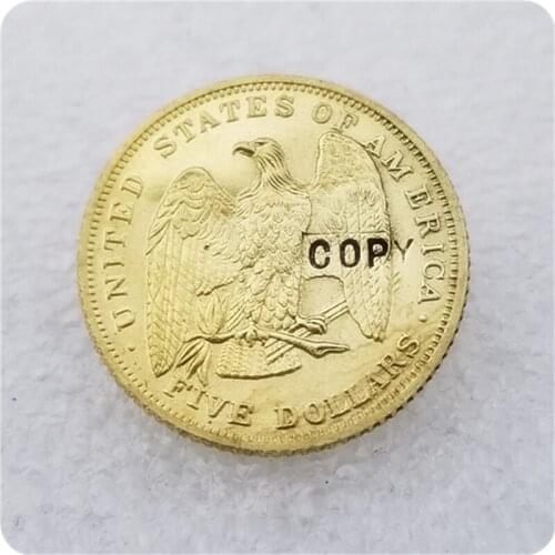 COPY REPLICA USA 1878 $5 Five Dollar Barber Flowing Hair Patterns COPY COIN