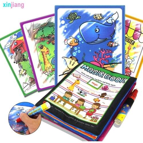 Water Doodle Mat Soft Cloth Books & Magic Pen Water Drawing Boards Baby Infant Coloring Books Educational Toys for Children