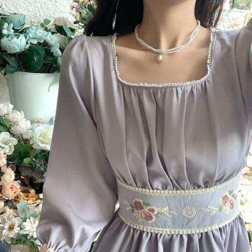 Summer Elegant Sweet Dress Woment French Floral Patchwork Dress Female Purple High Stree Casual Korean Party Midi Dress