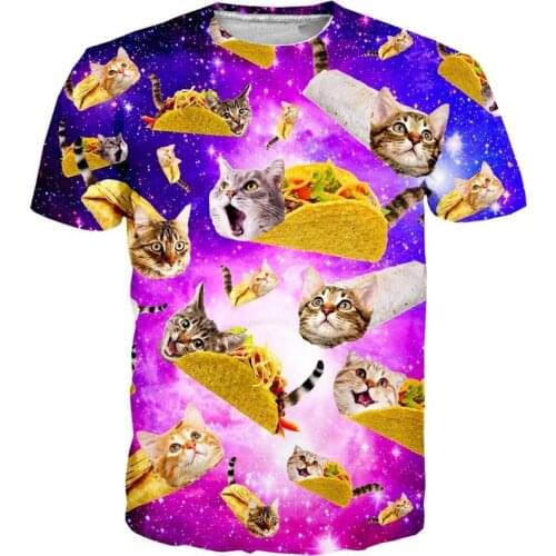 PLstar Cosmos Summer Unisex Tops Tees TACOS AND CATS PURPLE T-SHIRT For Men Women Short Sleeve O-neck Tee Tops XS-7XL