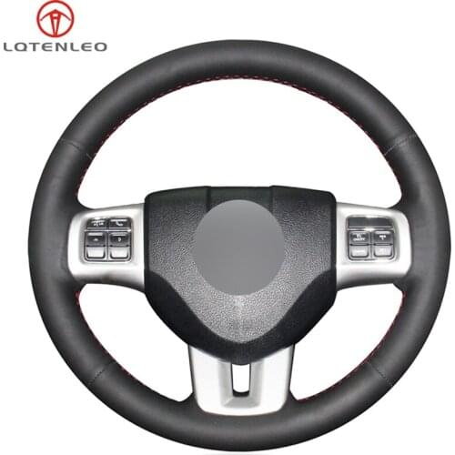 LQTENLEO Black PU Artificial Leather Hand Sew Car Steering Wheel Cover For Dodge Dart 2013-2016 Volkswagen VW Routan 2011-2012