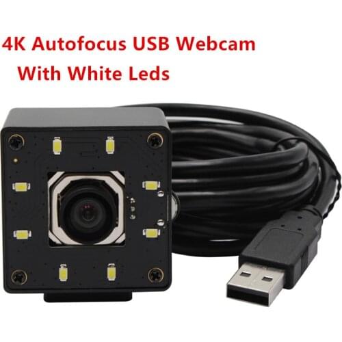4K USB Camera Sony IMX415 Sensor Auto Focus White LED light for Night Vision Industrial Machine Vision Mini Webcam