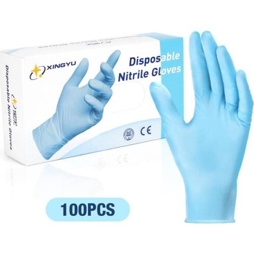 Nitrile Gloves Blue 100pcs/lot Food Grade Waterproof Allergy Free Disposable Work Safety Gloves Nitrile Gloves Mechanic