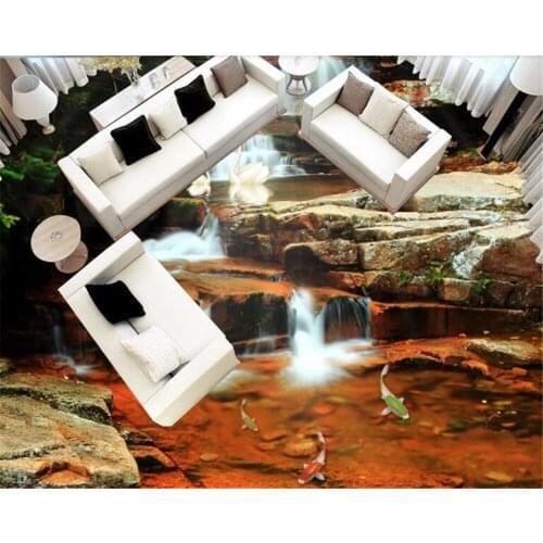 Beibehang wallpaper 3dCustom self ahesiArt Waterfall Carp Jump Dragon Gate 3D Floor Mural Wallpaper self adhesive wallpaper
