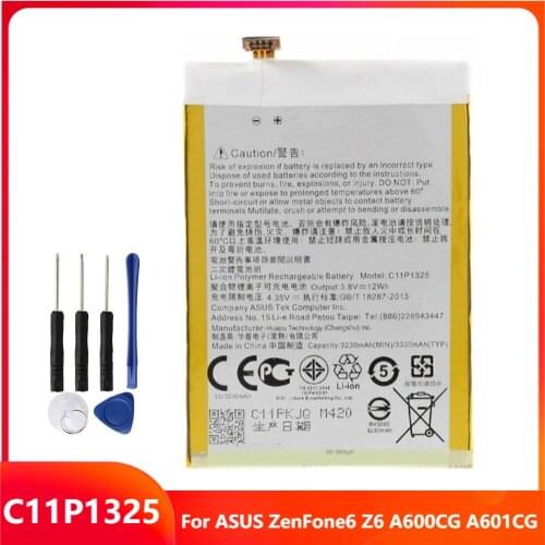 Original Replacement Phone Battery C11P1325 For ASUS ZenFone6 Z6 A600CG A601CG Genuine Rechargable Batteries 3330mAh With Tools