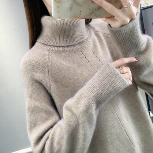 2019 Autumn winter turtleneck sweater women thicken knit pullover long sleeve Thicken bottoming shirt students casual tops A2959