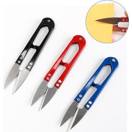 Spring U-shaped scissors household small scissors cross stitch scissors with cross spring embroidery AIDS. Color randomised
