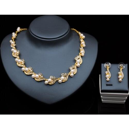 Sakura Love Africa Jewelry Set Bride Fashion Pearl Earring Necklace Glamour Woman Earring Party Banquet Wedding Bridal Gift