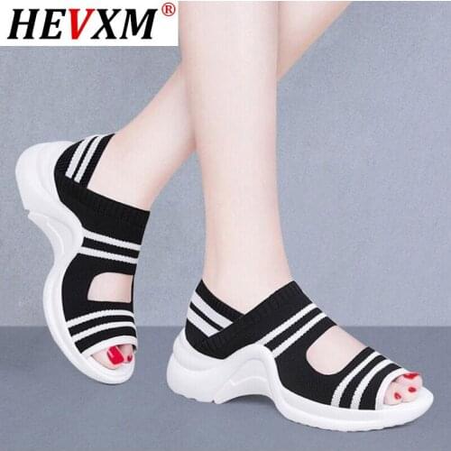 Women Sandals 2021 Summer Shoes Woman Knitting Breathable Sandals Wedges Platform Sandals Lady Comfortable Shoes