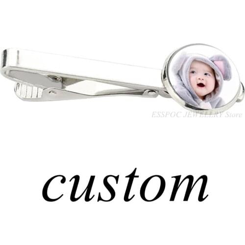 DIY Custom Photo Custom Tie Clip Glass Cabochon Jewelry Personalized Necktie Clip Gift for Bridegroom Groomsmen Father