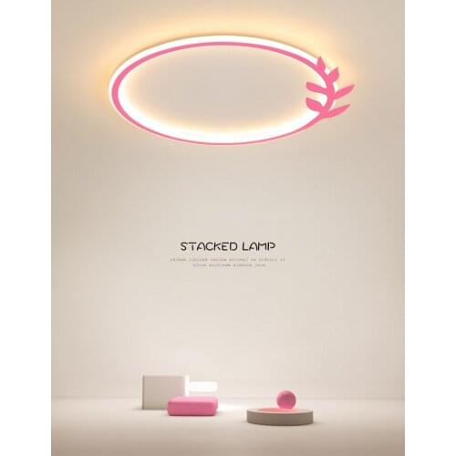 Led Ceiling Lamp Creative Pink Bedroom Hotel Nordic Ultra-Thin Blue Home Children Boys And Girls White Simple Warm Living Room