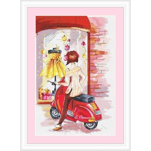 Precision Printing Fishxx Cross Stitch Kit E1134 Window Little Gift Skirt Motorcycle Girl Christmas Gift