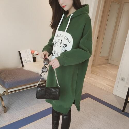 Oversize Hoodie For Pregnant Women Clothes Winter Loose Long Sweatshirts Thicken Tops Maternity Hoodies Dress Pregnancy Clothing