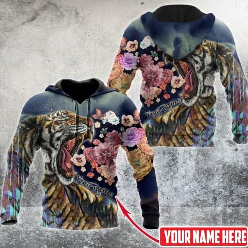 3D Hoodie For Men Customize Name Floral Tiger Harajuku Fashion Sport Hooded Spring/Autumn Sweatshirt Casual Jacket DIY Pullover