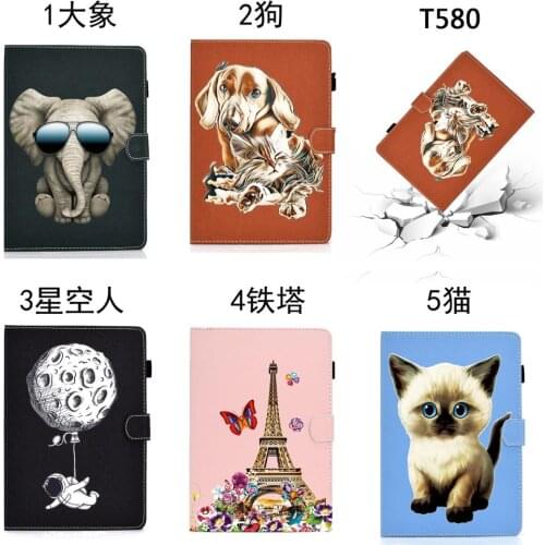 Slim Print Stand Card Soft TPU Leather Shell Funda Capa Cover Case For Samsung Galaxy Tab A 10.1 T585 T580 SM-T580 T580N Coque