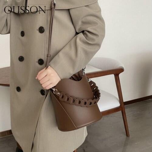 OUSSON 2021 New Design Leather Ladies Bucket Bag Exquisite Tote Handbag Fashion Crossbody Bag For Women