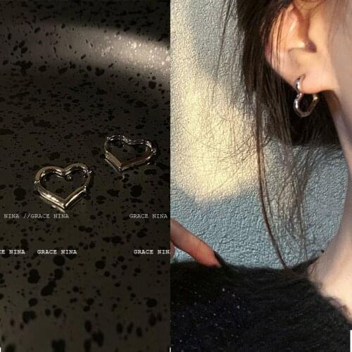 2021 New Punk Style Alloy Heart Earrings for Woman Metal Style Fashion Trend Eardrop Ear Stud Temperament Jewelry Wholesale