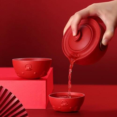 2021 Ox Year Ceramic Tea pot Tea Cups Set Home Travel Office Drinkware Gifts