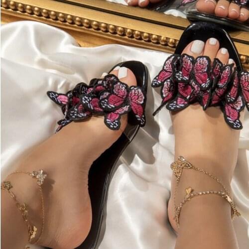 2021 Summer New Style Sandals Flat Butterfly Slippers Fashion Open Toe Sexy Outdoor Womens Shoes Plus Size 41