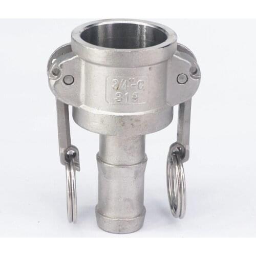 3/4" Hose Barbed 304 Stainless Steel Type C Socket Camlock Connector Cam and Groove Coupler
